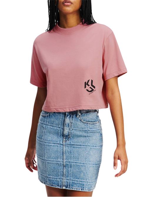 T-shirt donna rosa in cotone Karl Lagerfeld jeans | A2W170761OQ